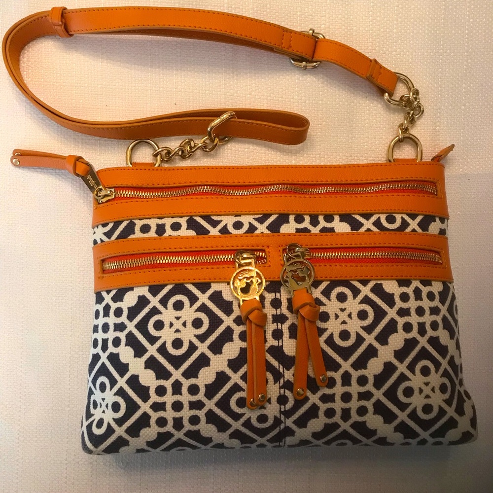Spartina 449 Leather and Linen Crossbody in Sailor's Watch Pattern